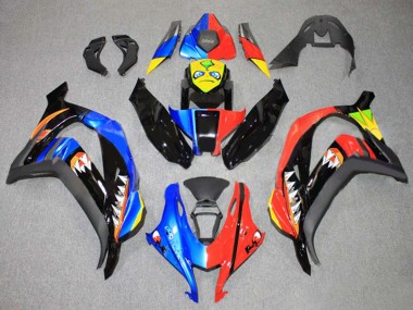 Custom 2016-2020 Kawasaki ZX10R Motorcycle Fairings - Blue Red Yellow Black Shark UK