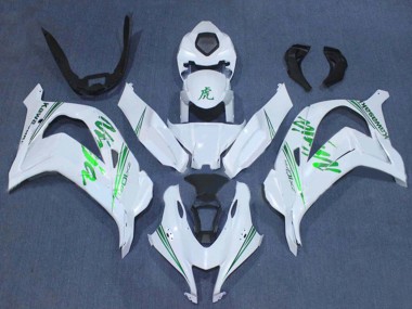 Custom 2016-2020 Kawasaki ZX10R Motorcycle Fairings - White Green Ninja UK