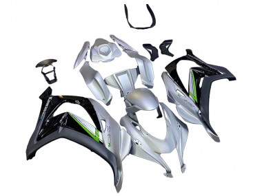 Custom 2016-2020 Kawasaki ZX10R Motorcycle Fairing - Silver Green Black UK