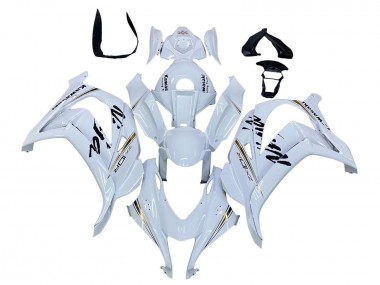 Custom 2016-2020 Kawasaki ZX10R Motorcycle Fairings - White Gold Black UK