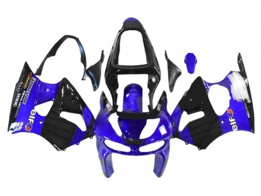 Custom 1998-1999 Kawasaki ZX6R Motorcycle Fairings - Blue Glossy Black Elf Bridgestone UK