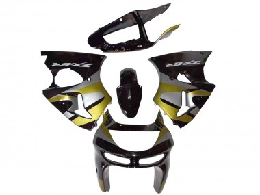 Custom 1998-1999 Kawasaki ZX6R Motorcycle Fairings - Glossy Black Silver Yellow UK