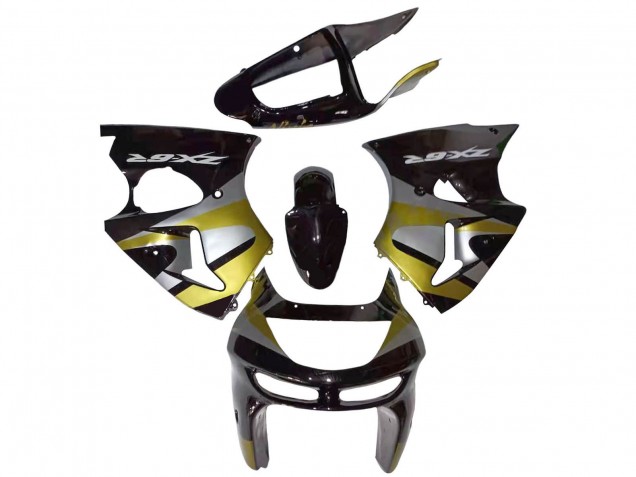 1998-1999 Kawasaki ZX6R Motorcycle Fairings - Glossy Black Silver Yellow UK