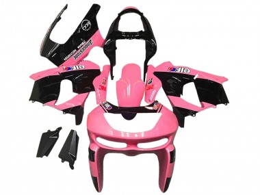 Custom 1998-1999 Kawasaki ZX6R Motorcycle Fairings - Pink Glossy Black Elf Bridgestone UK
