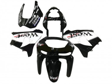 Custom 1998-1999 Kawasaki ZX6R Motorcycle Fairings - Glossy Black White West UK