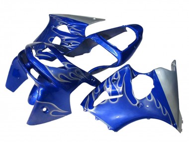Custom 1998-1999 Kawasaki ZX6R Motorcycle Fairings - Blue Silver Flame UK