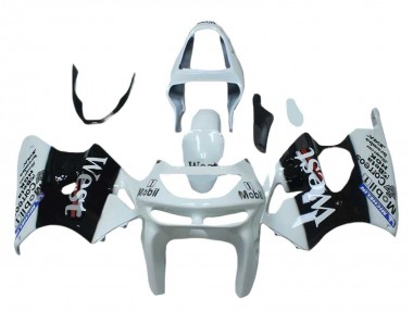 Custom 1998-1999 Kawasaki ZX6R Motorcycle Fairings - White Black West Mobil UK