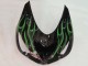 2006-2011 Kawasaki ZX14R ZZR1400 Motorcycle Fairing - Glossy Black Green Flame UK