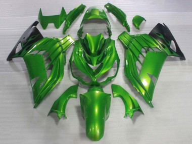 Custom 2006-2011 Kawasaki ZX14R ZZR1400 Bike Fairings - Green Glossy Black UK