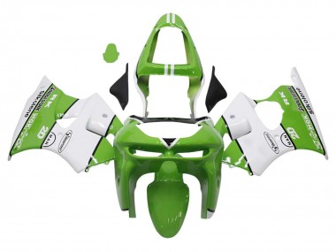 Custom 1998-1999 Kawasaki ZX6R Motorcycle Fairings - Green White Black Silkolene Bridgestone UK
