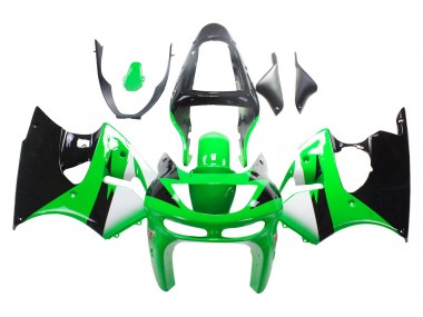 Custom 1998-1999 Kawasaki ZX6R Motorcycle Fairings - Green White Glossy Black UK