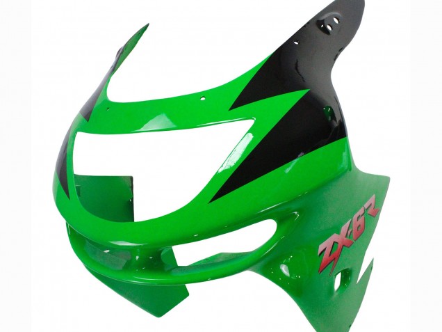 1998-1999 Kawasaki ZX6R Motorcycle Fairings - Green White Glossy Black UK