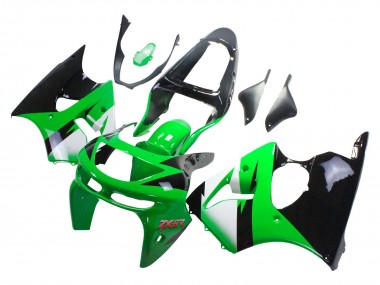 Custom 1998-1999 Kawasaki ZX6R Motorcycle Fairings - Green White Glossy Black UK