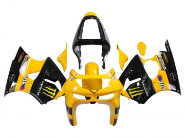 Custom 1998-1999 Kawasaki ZX6R Motorcycle Fairings - Yellow Black Monster Elf Bridgestone UK