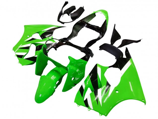 2000-2002 Kawasaki ZX6R Motorcycle Fairings - Green White Black UK