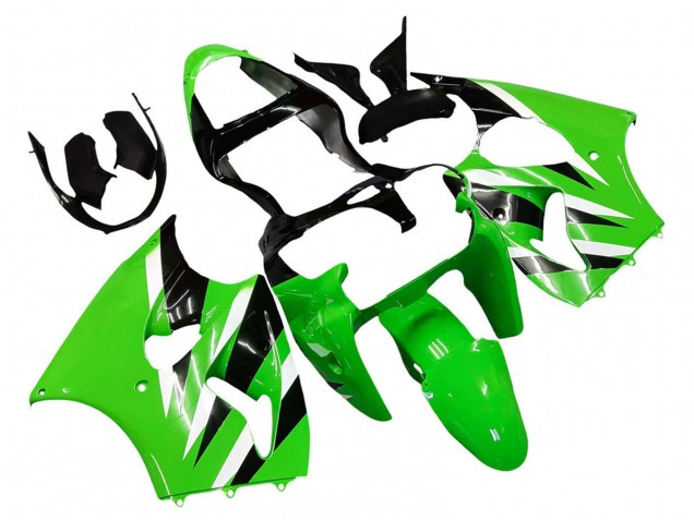 2000-2002 Kawasaki ZX6R Motorcycle Fairings - Green White Black UK
