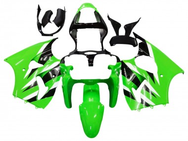 Custom 2000-2002 Kawasaki ZX6R Motorcycle Fairings - Green White Black UK