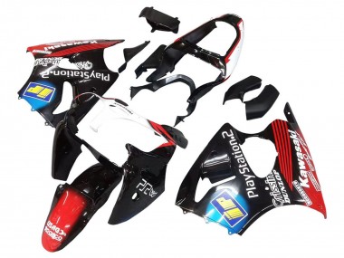 Custom 2000-2002 Kawasaki ZX6R Motorcycle Fairings - Glossy Black Red Blue Red PlayStation 2 UK