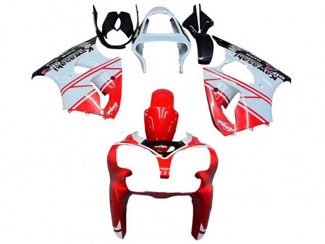 2000-2002 Kawasaki ZX6R Motorcycle Fairings - White Red Black UK