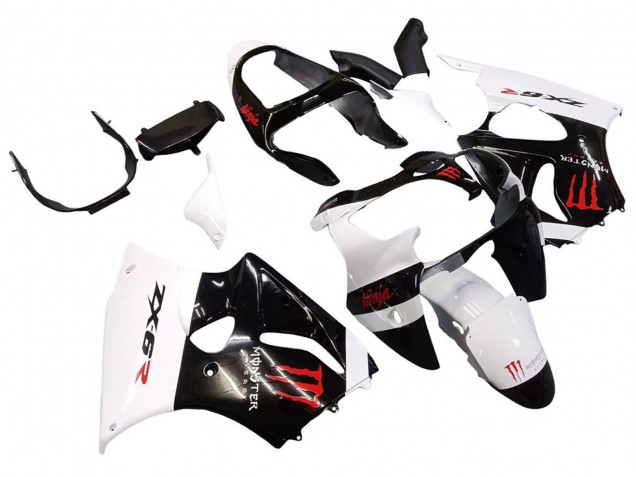2000-2002 Kawasaki ZX6R Motorcycle Fairings - White Black Red Monster UK