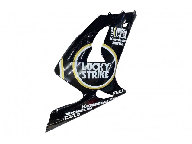 2003-2004 Kawasaki ZX6R Motorcycle Fairings - Glossy Black White Motul Lucky Strike UK