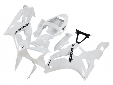 Custom 2003-2004 Kawasaki ZX6R Motorcycle Fairings - White Black Decals UK