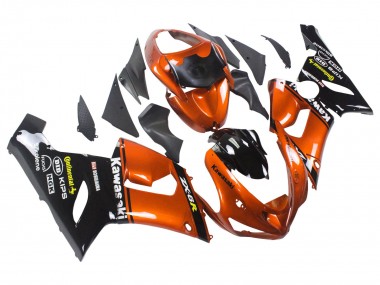 Custom 2005-2006 Kawasaki ZX6R Motorcycle Fairing - Orange Black UK