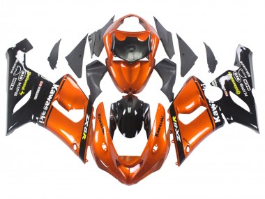 Custom 2005-2006 Kawasaki ZX6R Motorcycle Fairing - Orange Black UK