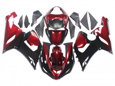 Custom 2005-2006 Kawasaki ZX6R Motorcycle Fairing - Red Glossy Black UK