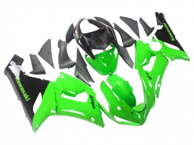 Custom 2005-2006 Kawasaki ZX6R Motorcycle Fairings - Green Black Ninja UK