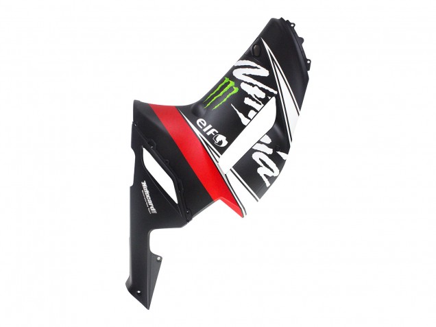 2007-2008 Kawasaki ZX6R Motorcycle Fairings - Black White Red with White Snow Decal Ninja Elf UK