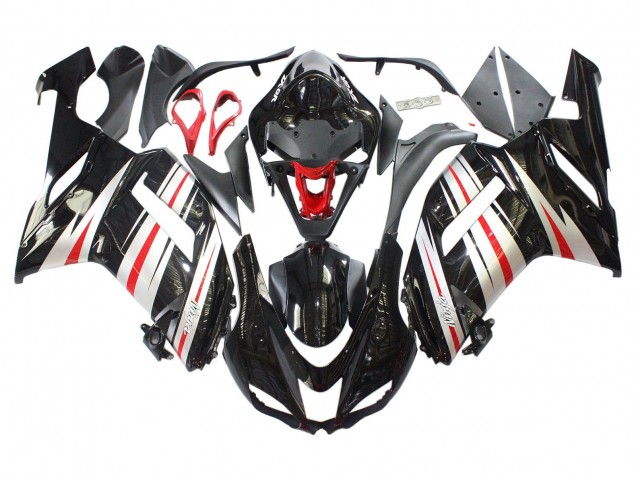 2007-2008 Kawasaki ZX6R Motorcycle Fairings - Black Silver Red Ninja UK