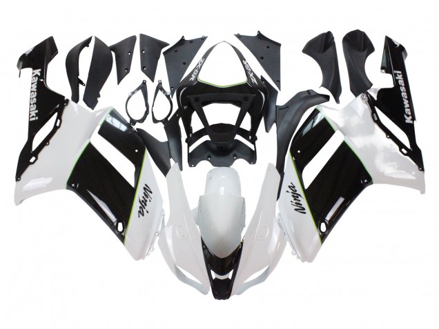 2007-2008 Kawasaki ZX6R Motorcycle Fairings - Black White Ninja UK