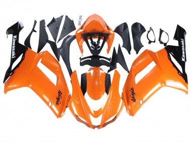 Custom 2007-2008 Kawasaki ZX6R Motorcycle Fairings - Orange Black Ninja UK