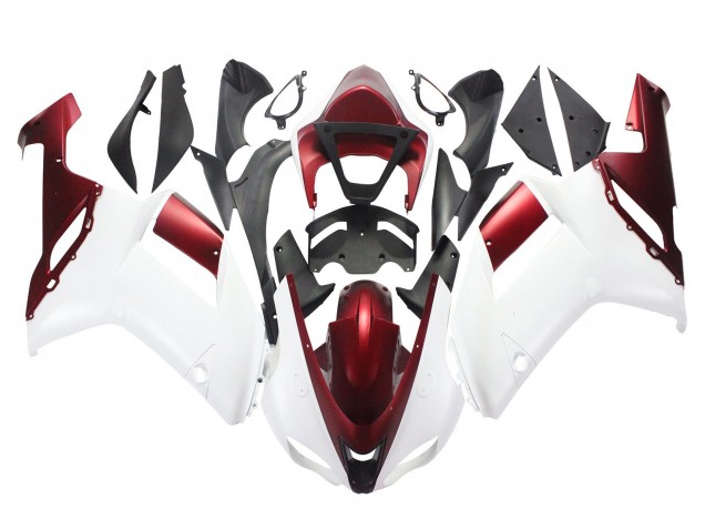 2007-2008 Kawasaki ZX6R Motorcycle Fairing - White Red UK