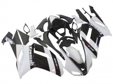 Custom 2007-2008 Kawasaki ZX6R Motorcycle Fairing - White Black UK
