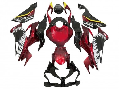 Custom 2013-2018 Kawasaki ZX6R Motorcycle Fairings - Red Yellow Black White Shark UK