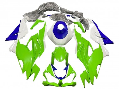 Custom 2019-2022 Kawasaki ZX6R Motorcycle Fairings - White Blue Green UK