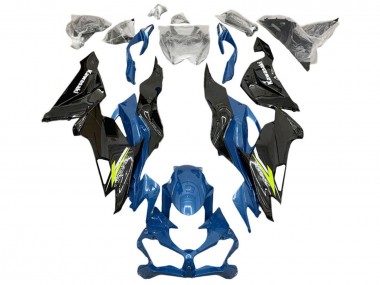 Custom 2019-2022 Kawasaki ZX6R Motorcycle Fairings - Blue Yellow White Glossy Black UK