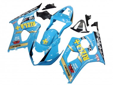 Custom 2003-2004 Suzuki GSXR 1000 Motorcycle Fairings - Light Blue Yellow Black Rizla Motul UK