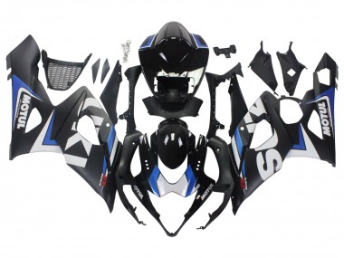 Custom 2005-2006 Suzuki GSXR 1000 Motorcycle Fairings - Black Blue White Motul UK