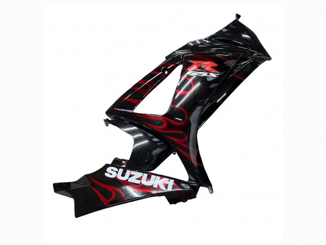 2007-2008 Suzuki GSXR 1000 Motorcycle Fairings - Black Red Flame UK