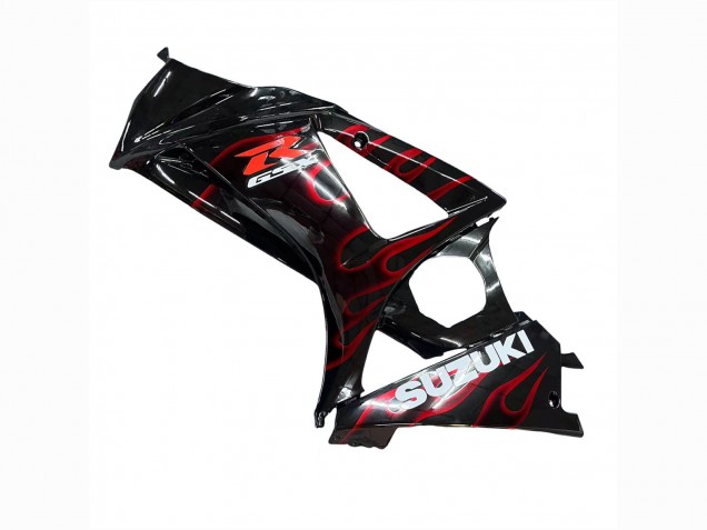 2007-2008 Suzuki GSXR 1000 Motorcycle Fairings - Black Red Flame UK