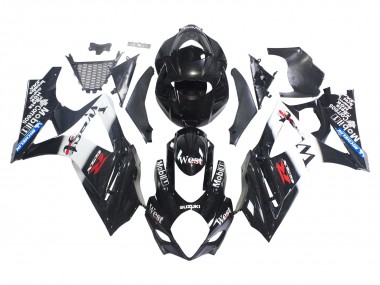 Custom 2007-2008 Suzuki GSXR 1000 Motorcycle Fairings - Glossy Black White West UK