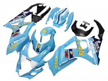 Custom 2007-2008 Suzuki GSXR 1000 Motorcycle Fairings - Light Blue Yellow Black Motul Rizla UK