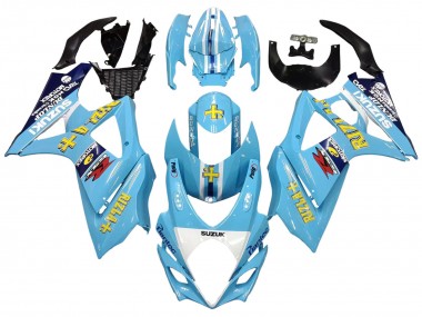 Custom 2007-2008 Suzuki GSXR 1000 Motorcycle Fairings - Light Blue Yellow Black Motul Rizla UK