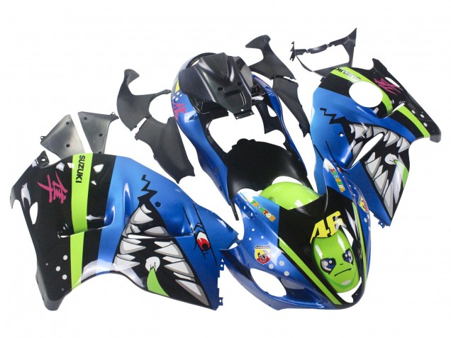 1996-2007 Suzuki GSXR 1300 Hayabusa Motorcycle Fairings - Blue Green Shark 46 UK