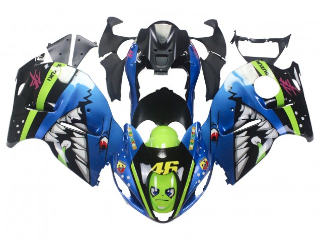 1996-2007 Suzuki GSXR 1300 Hayabusa Motorcycle Fairings - Blue Green Shark 46 UK