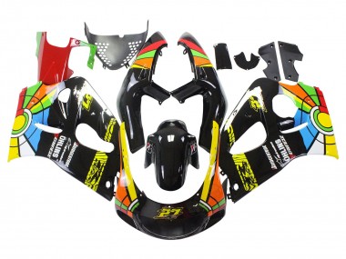Custom 1996-2000 Suzuki GSXR 600 / GSXR 750 Motorcycle Fairings - Black Multicolor 27 UK