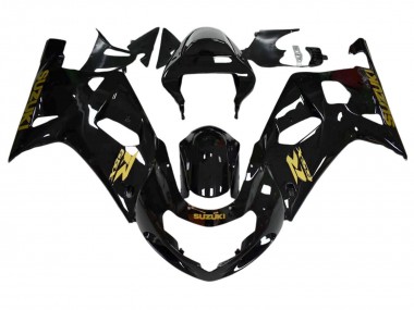 Custom 2001-2003 Suzuki GSXR 600 / GSXR 750 Motorcycle Fairings - Glossy Black Gold Decal UK